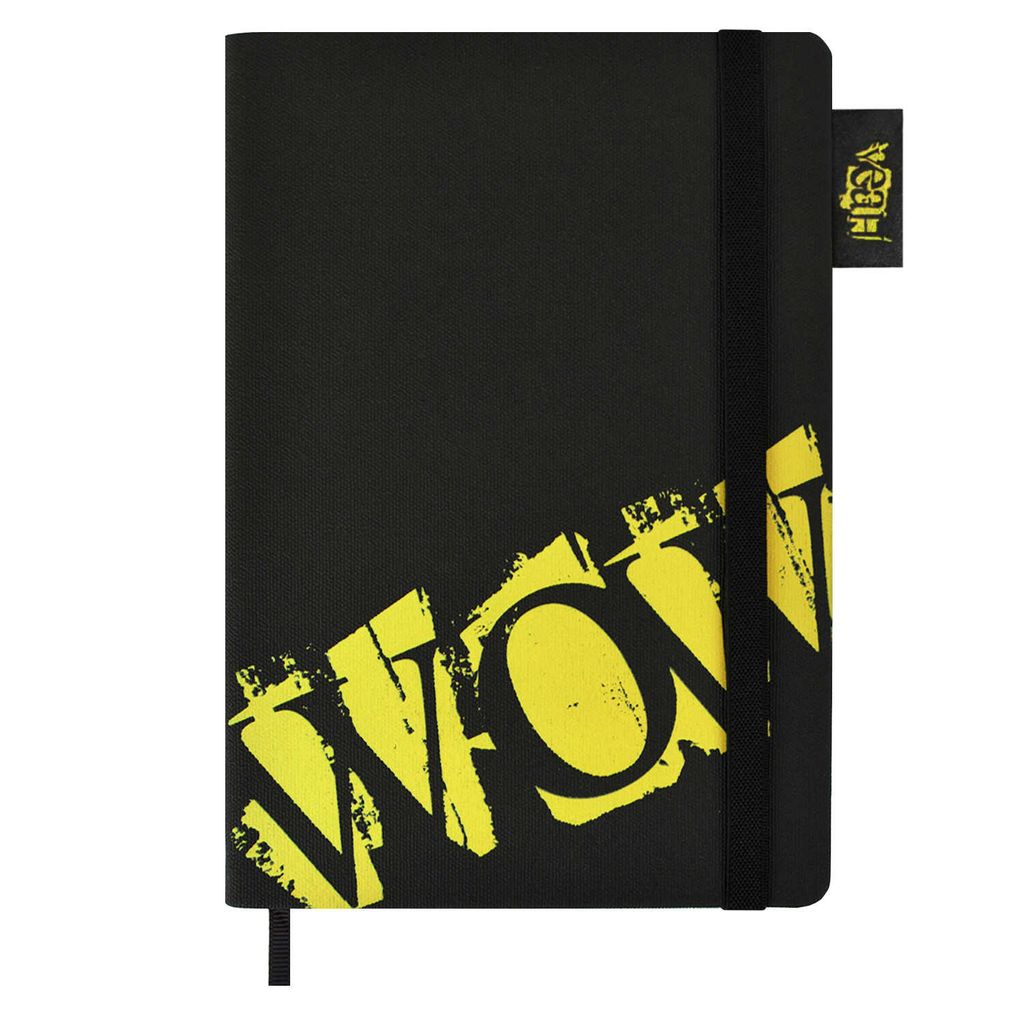 Записная книга на резинке, А5, 96 л., арт. 57336/ 13 ЧЕРНЫЙ С ЖЕЛТЫМ