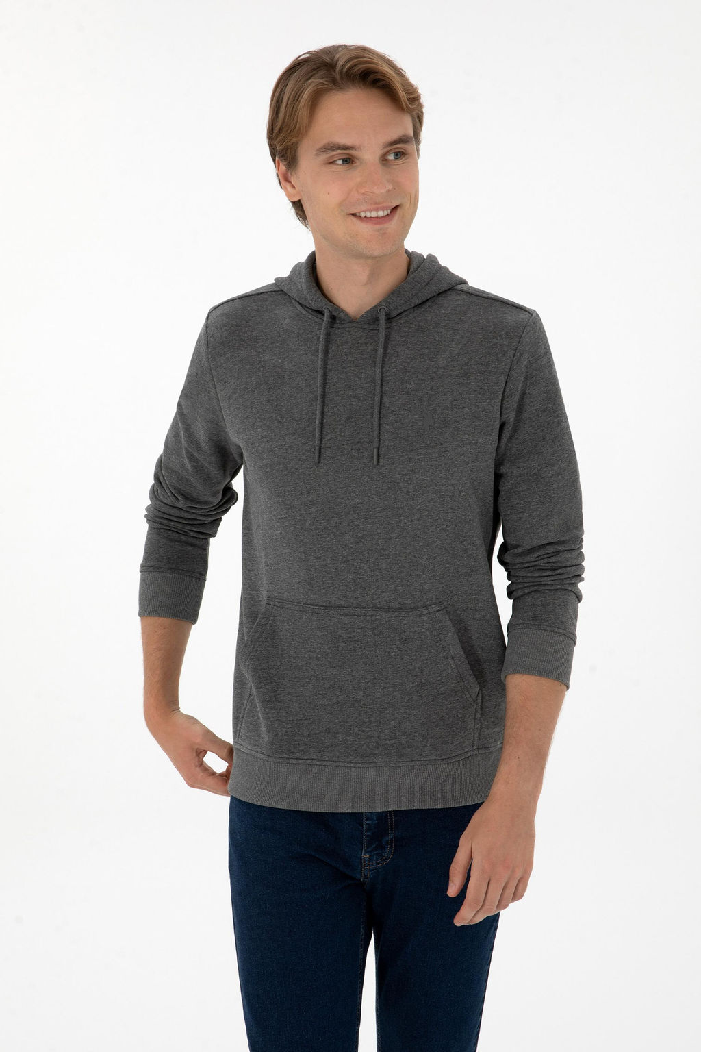 Erkek Antrasit Melanj Basic Sweatshirt Sepette S_rpriz _ndirim - U.s. polo assn фото 3