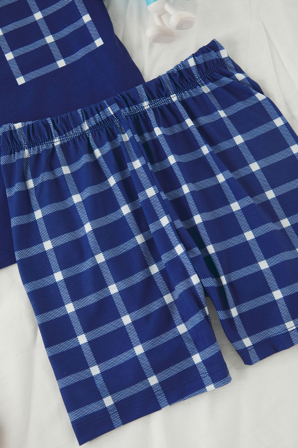 Lacivert Erkek Cocuk Ekoseli K?sa Kol Sortlu Orme Pijama Tak?m? TKDSS25PT00034 - Trendyolmilla фото 2