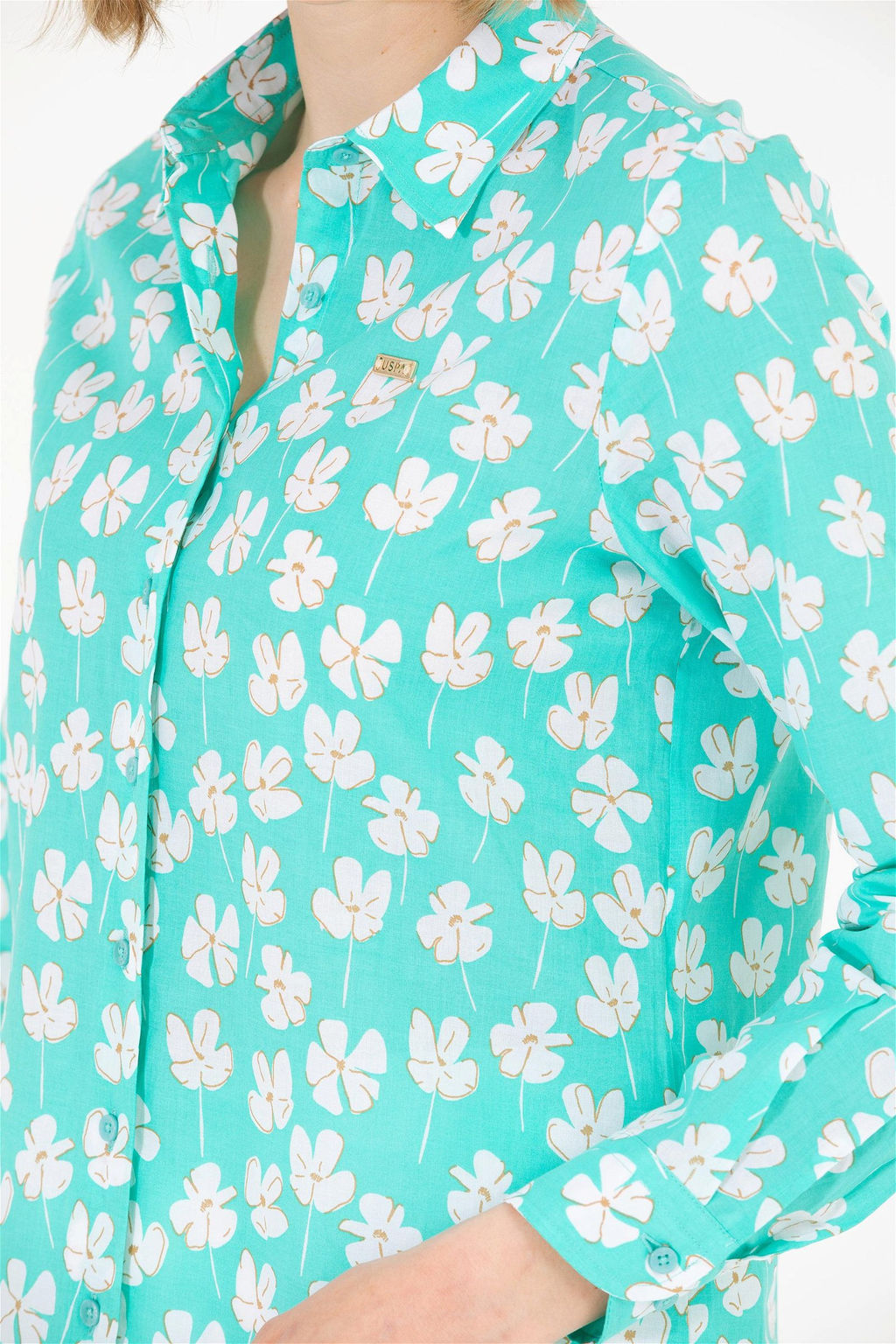 Женская мятная рубашка с длинным рукавом - U.s. polo assn фото 14