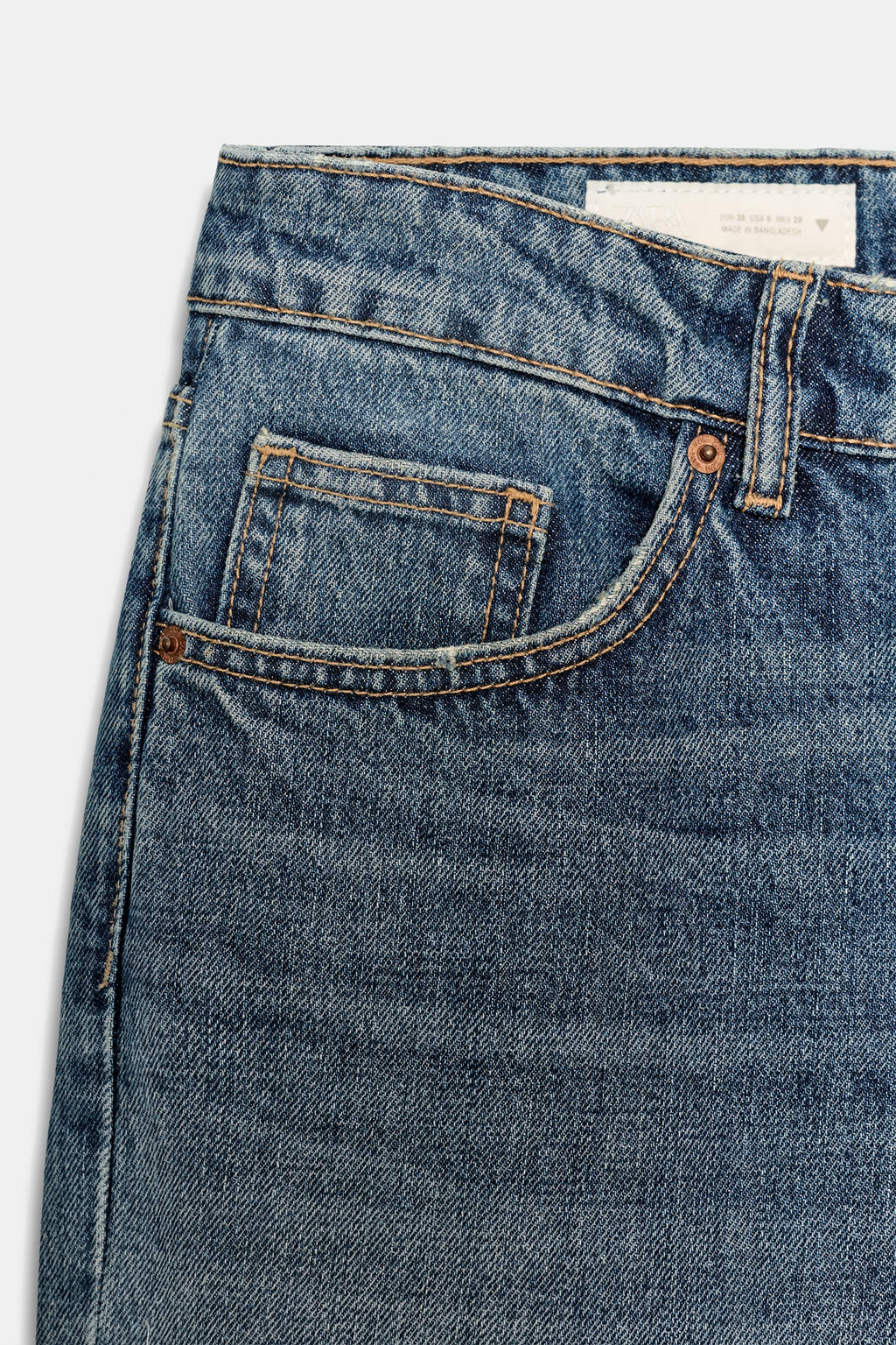 JEANS TRF WIDE LEG CROPPED TIRO BAJO / Azul - Zara фото 7