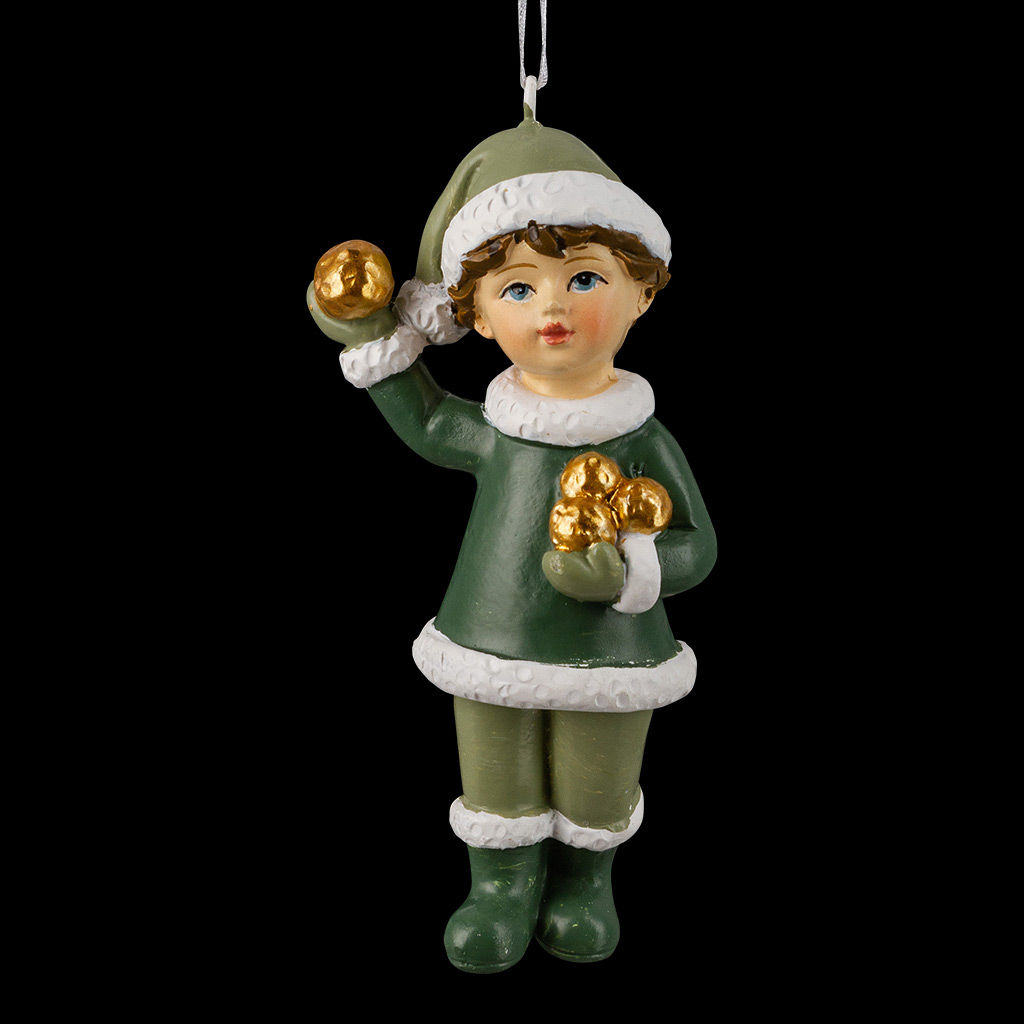 Цена за 12 шт. Украшение ErichKrause Decor Мальчик с золотыми снежками 10.5см