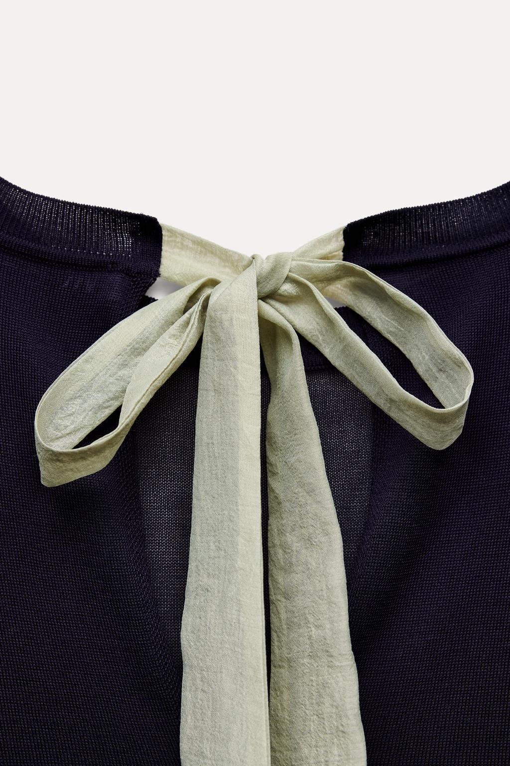 FINE KNIT SWEATER WITH CONTRAST BOW - Zara фото 8