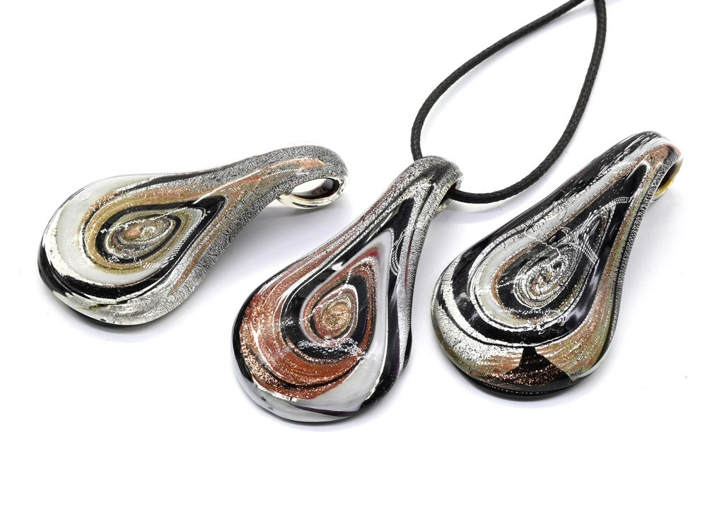 Муранское стекло украшения Лист 30*60мм цв.черный