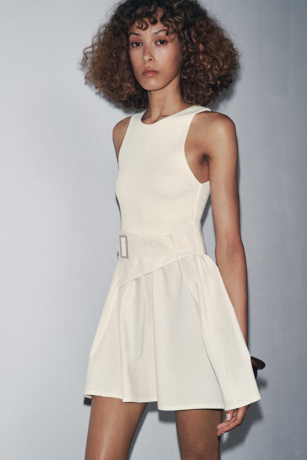 TWILL DRESS WITH CONTRAST BELT - Zara фото 2