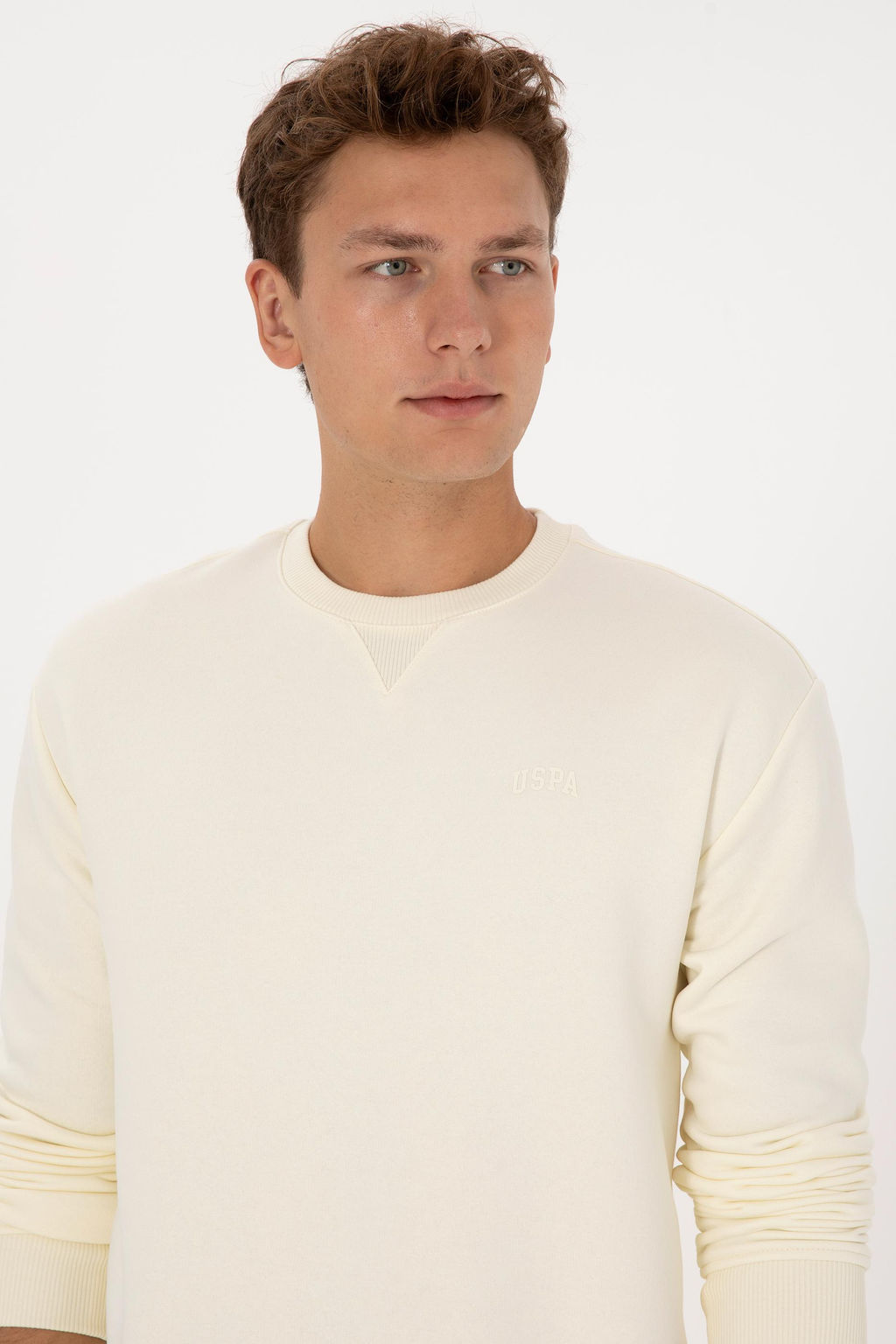 Erkek Krem Basic Sweatshirt - U.s. polo assn фото 2