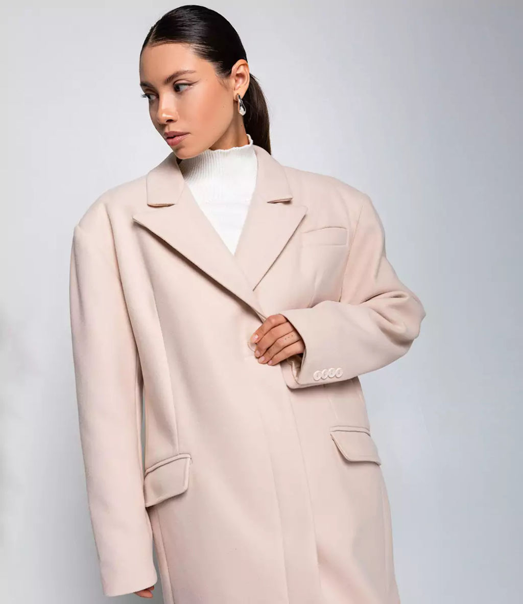 Пальто #ОБШ2850, кремовый