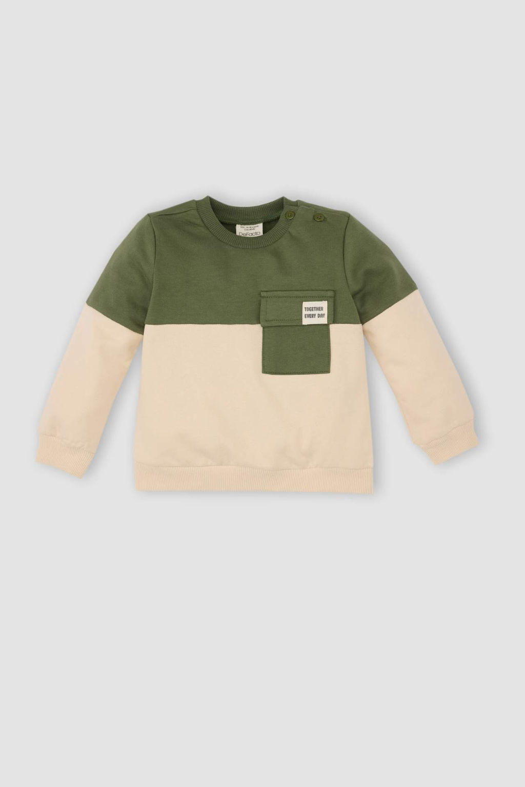 Erkek Bebek Bisiklet Yaka Renk Bloklu Ici Yumusak Tuylu Sweatshirt - Defacto фото 2