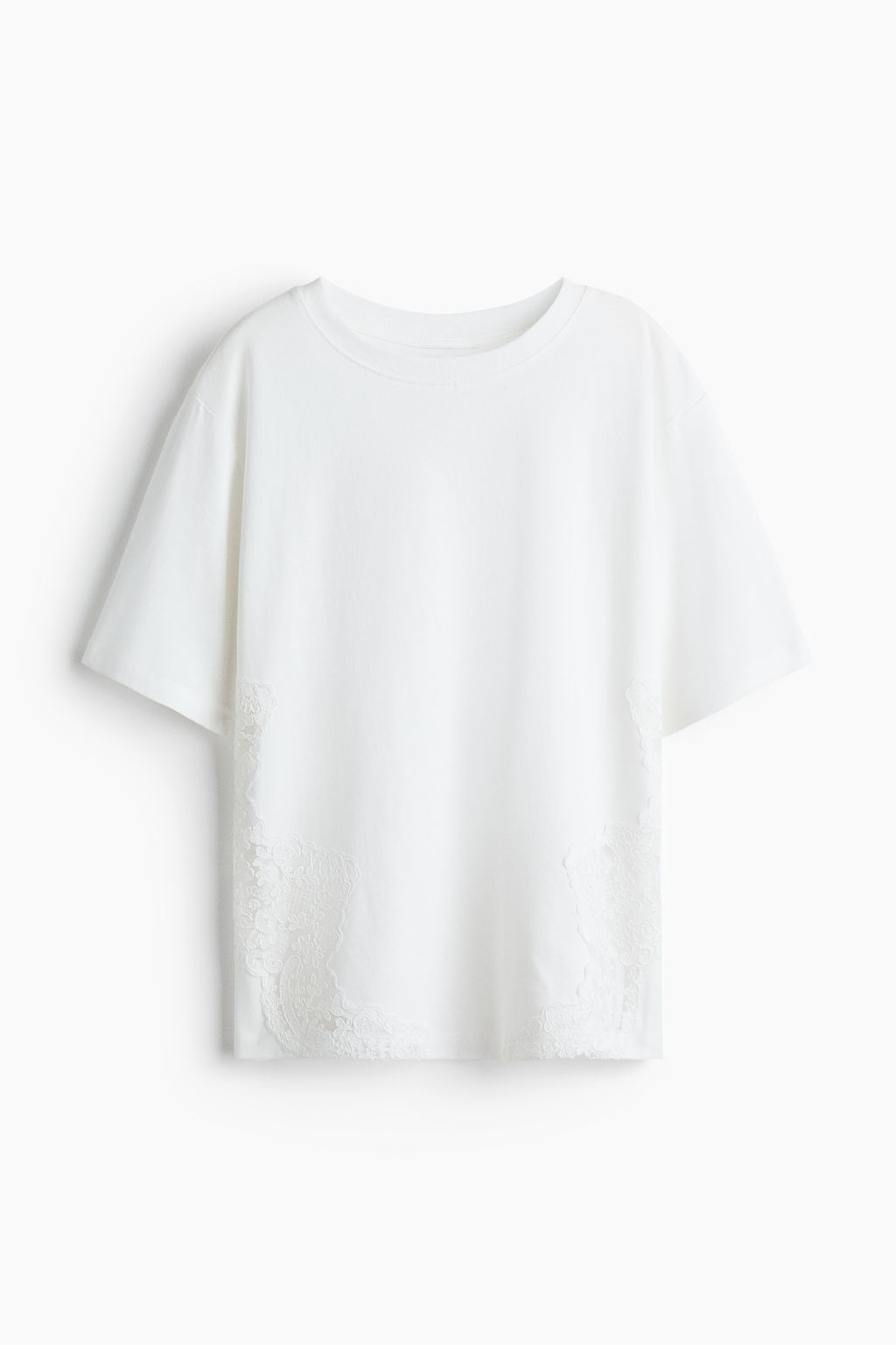 Camiseta de algod?n con inserciones de encaje