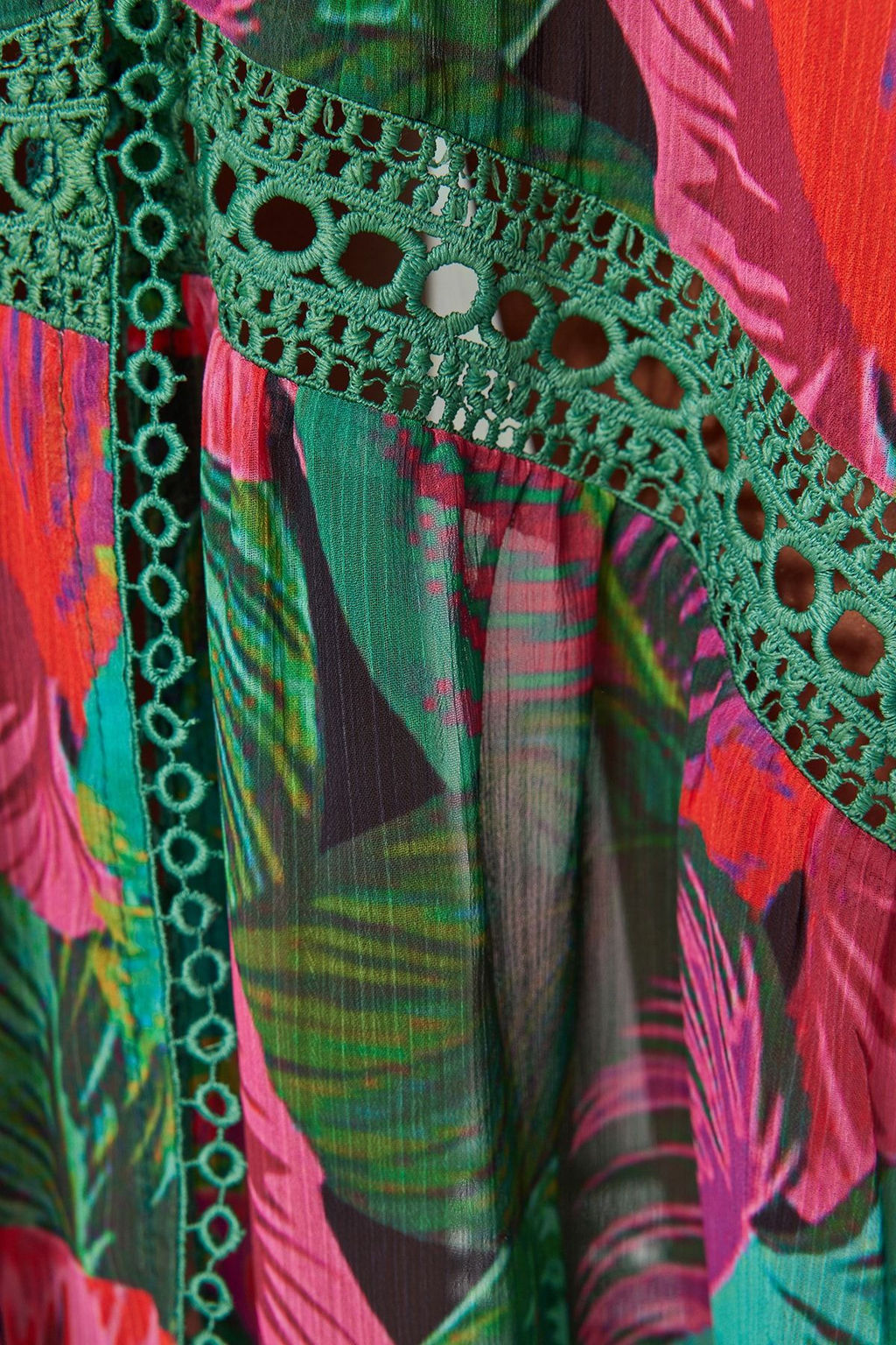 Tropikal Desenli Maxi Dokuma Serit Aksesuarl? Sifon Plaj Kimono&Kaftan TBESS23KM00002 - Trendyolmilla фото 6