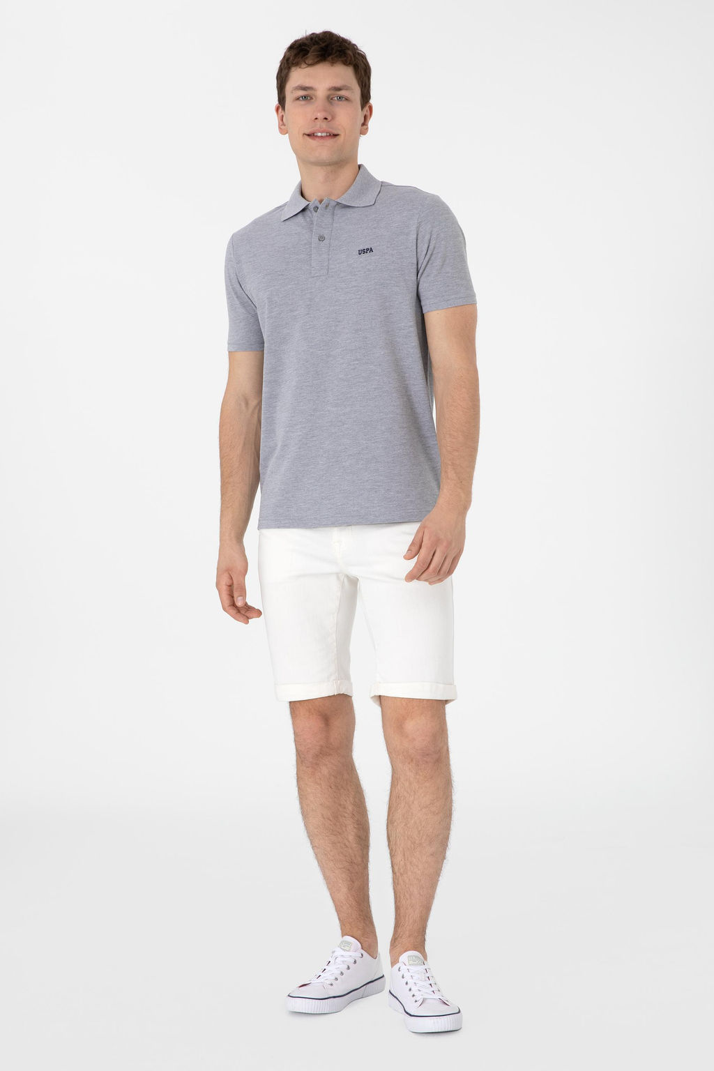 Erkek Regular Fit Polo Yaka Gri Melanj Basic Ti__rt Sepette S_rpriz _ndirim - U.s. polo assn фото 4