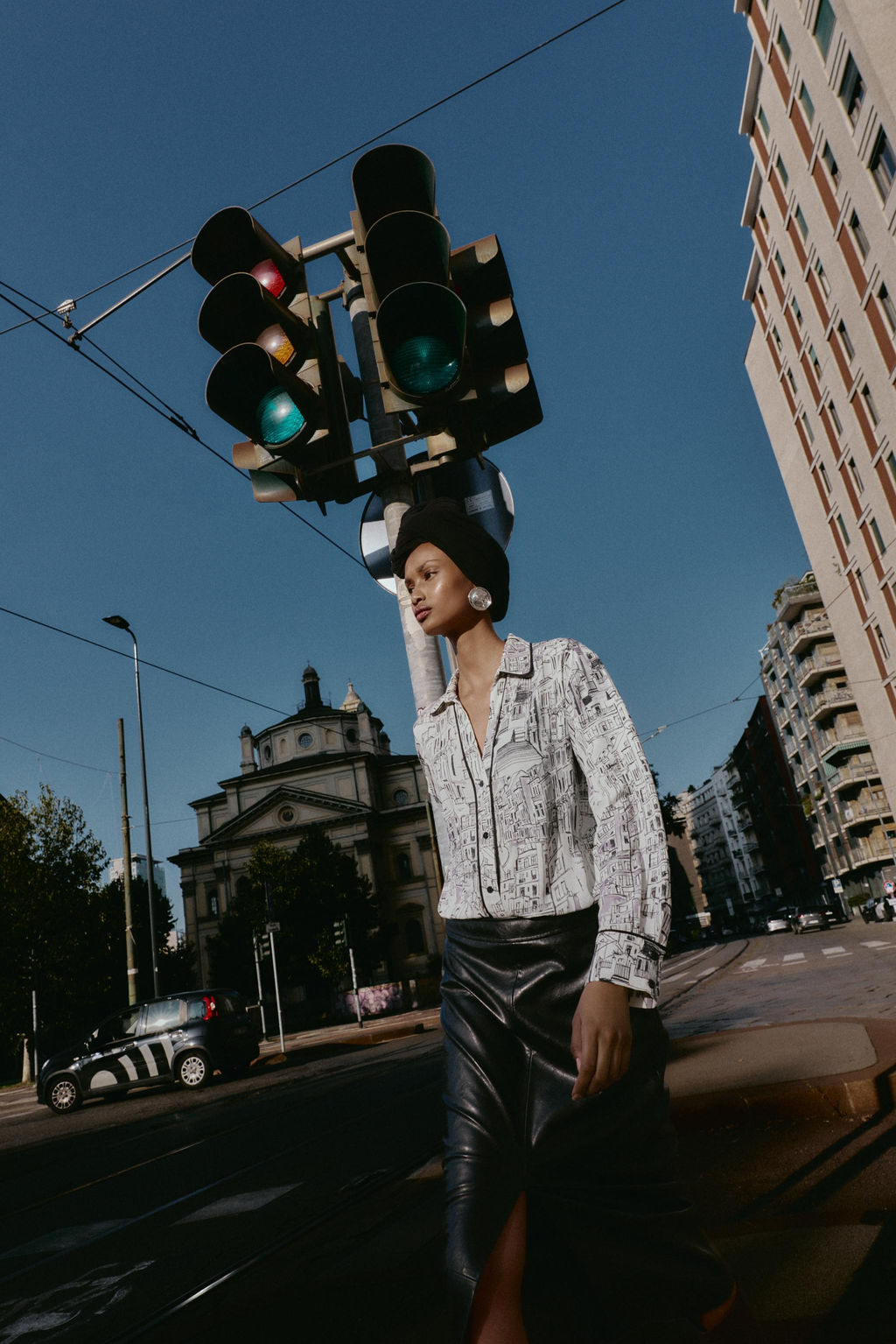 PRINTED BLOUSE WITH PIPING
