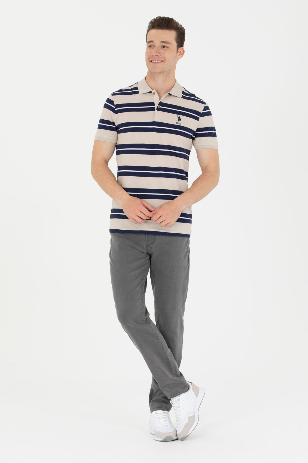 U. S. Polo Assn Мужская футболка с воротником-поло Stone - U.s. polo assn фото 9