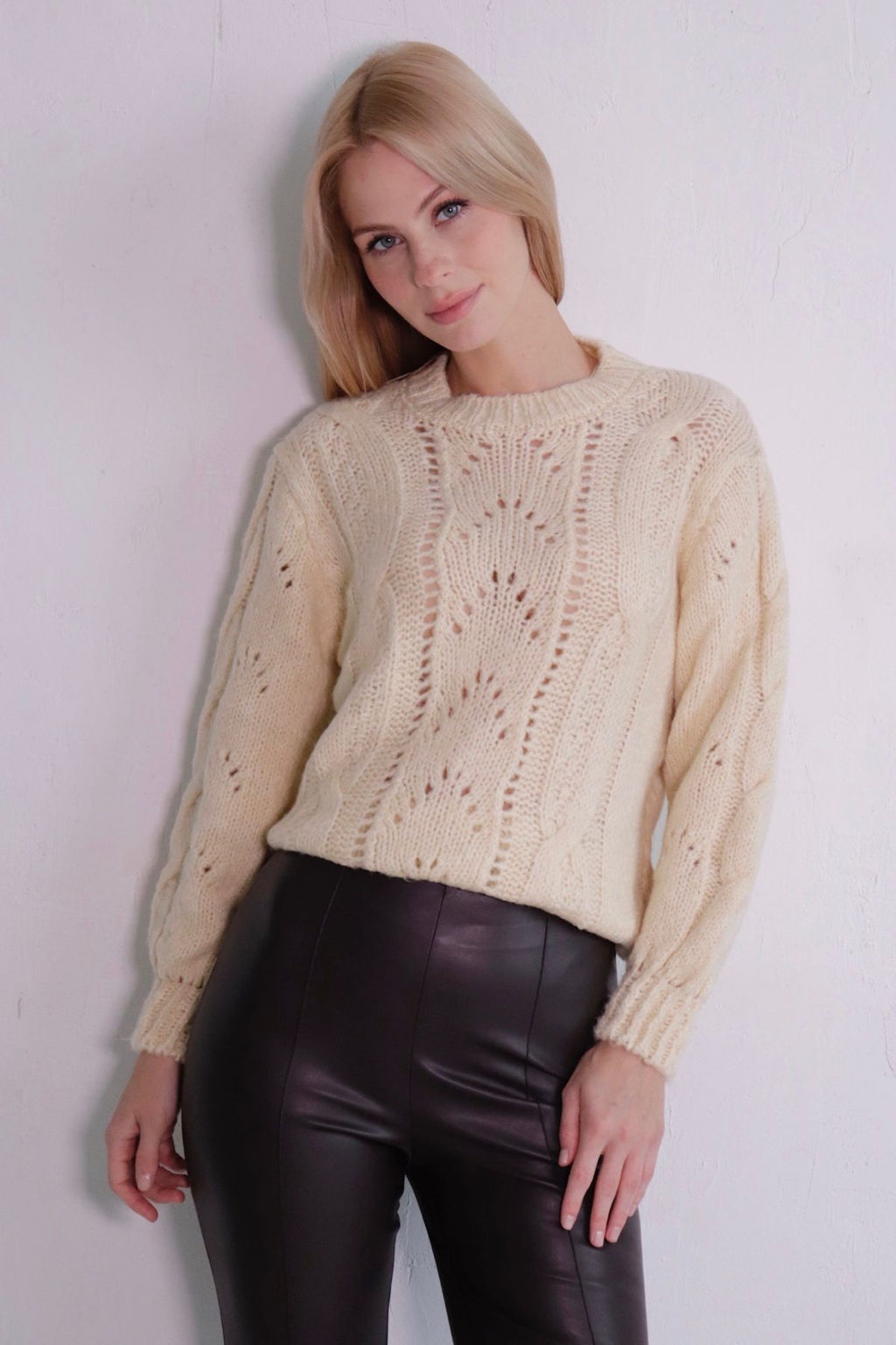 10508 Джемпер с ажуром слоновая кость - Martichelli фото 6