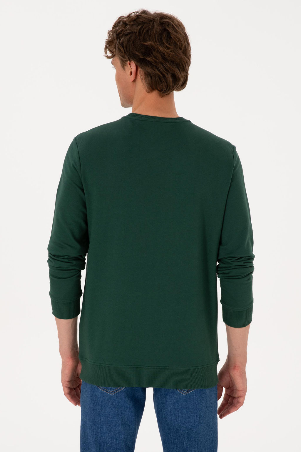 Erkek Bisiklet Yaka Regular Fit Koyu Ye_il Sweatshirt - U.s. polo assn фото 5