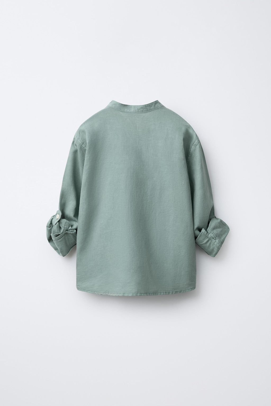 CAMISA CUELLO MAO CON LINO Y ALGOD?N / Verde - Zara фото 3