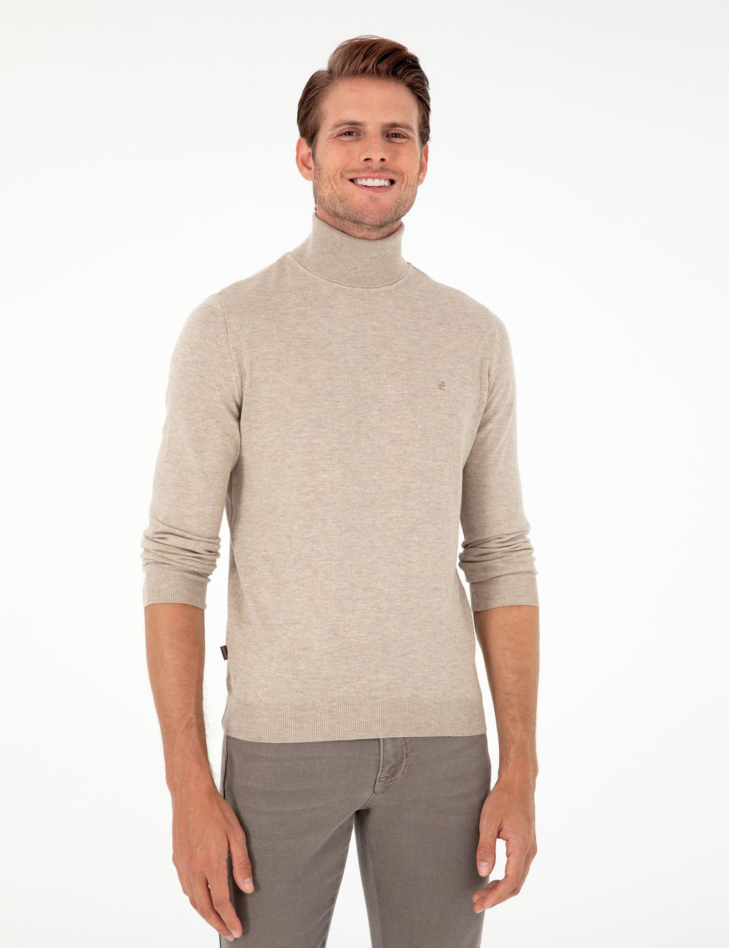 Kum Melanj Slim Fit Bal_k__ Yaka Basic Triko Kazak - Pierre cardin фото 3
