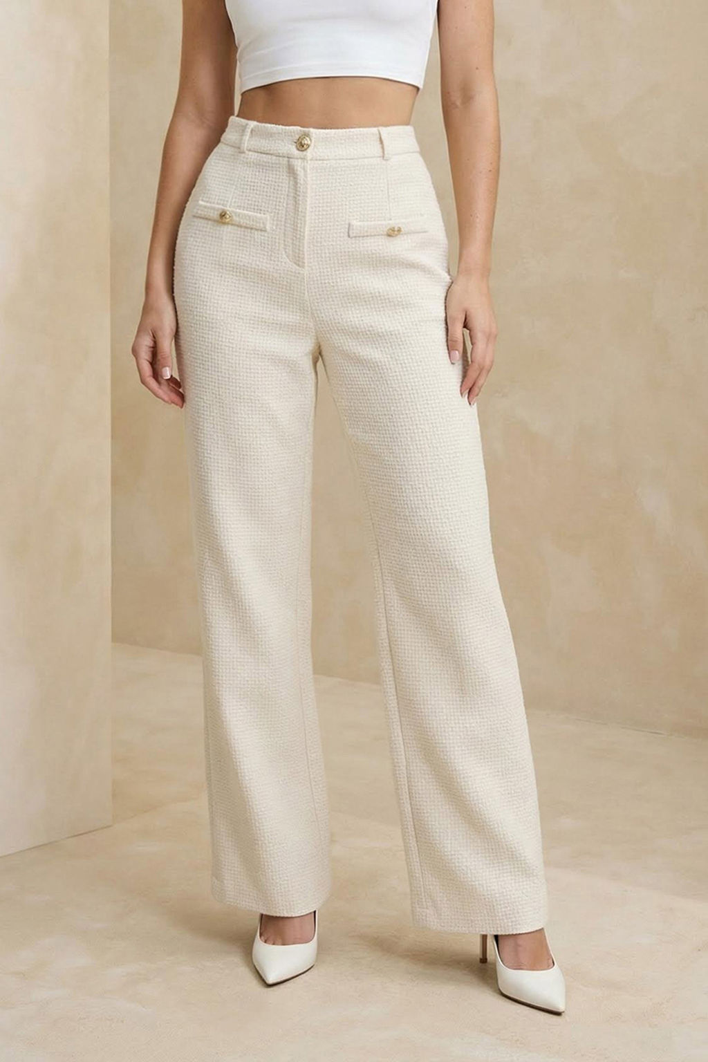 Ekru Tuvit Dugme Detayl? Pantolon TWOAW26PL00172