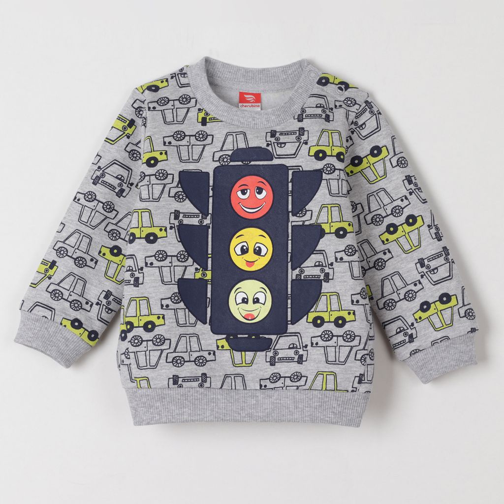 CRB wear/CSNB 62672-11 Джемпер для мальчика, светло-серый меланж/Ex.Cherubino  фото 4