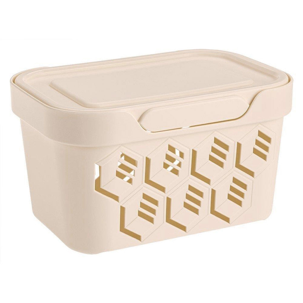 Контейнер-ящик хозяйственный для хранения пластмассовый Deluxe 1,9л, 19х13х11см, бежевый, Econova (Россия)