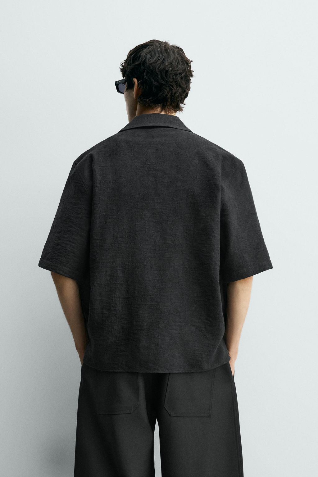 Рубашка Relaxed Fit Jacquard жаккардовая черная