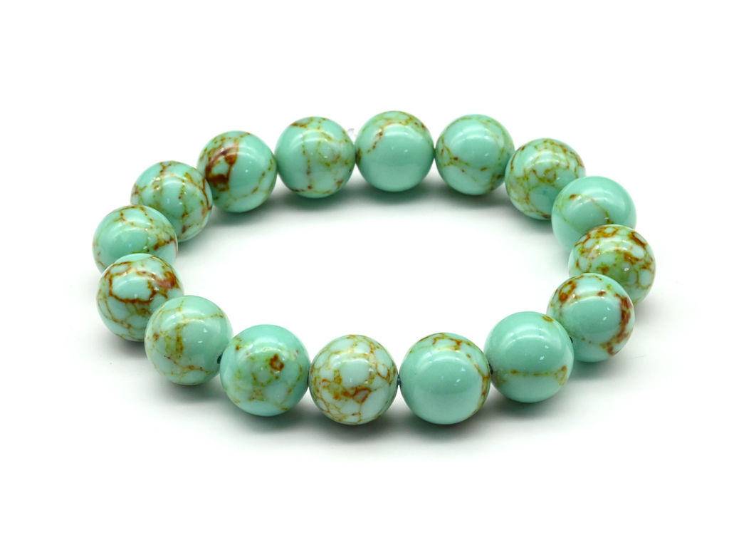 Браслет шарик 12мм из бирюзы иранской имитация