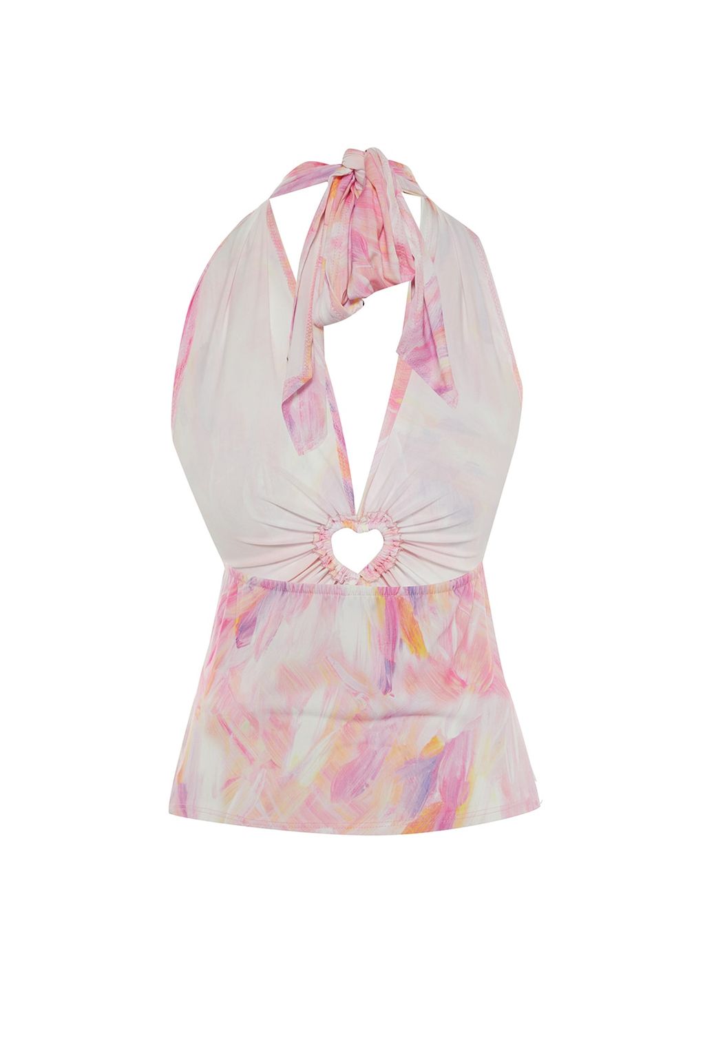 Trendyolmilla Cok Renkli Aksesuarl? Pencere/Cut Out Detayl? Bask?l? Orme Bluz TPRSS23BZ00007 фото 8