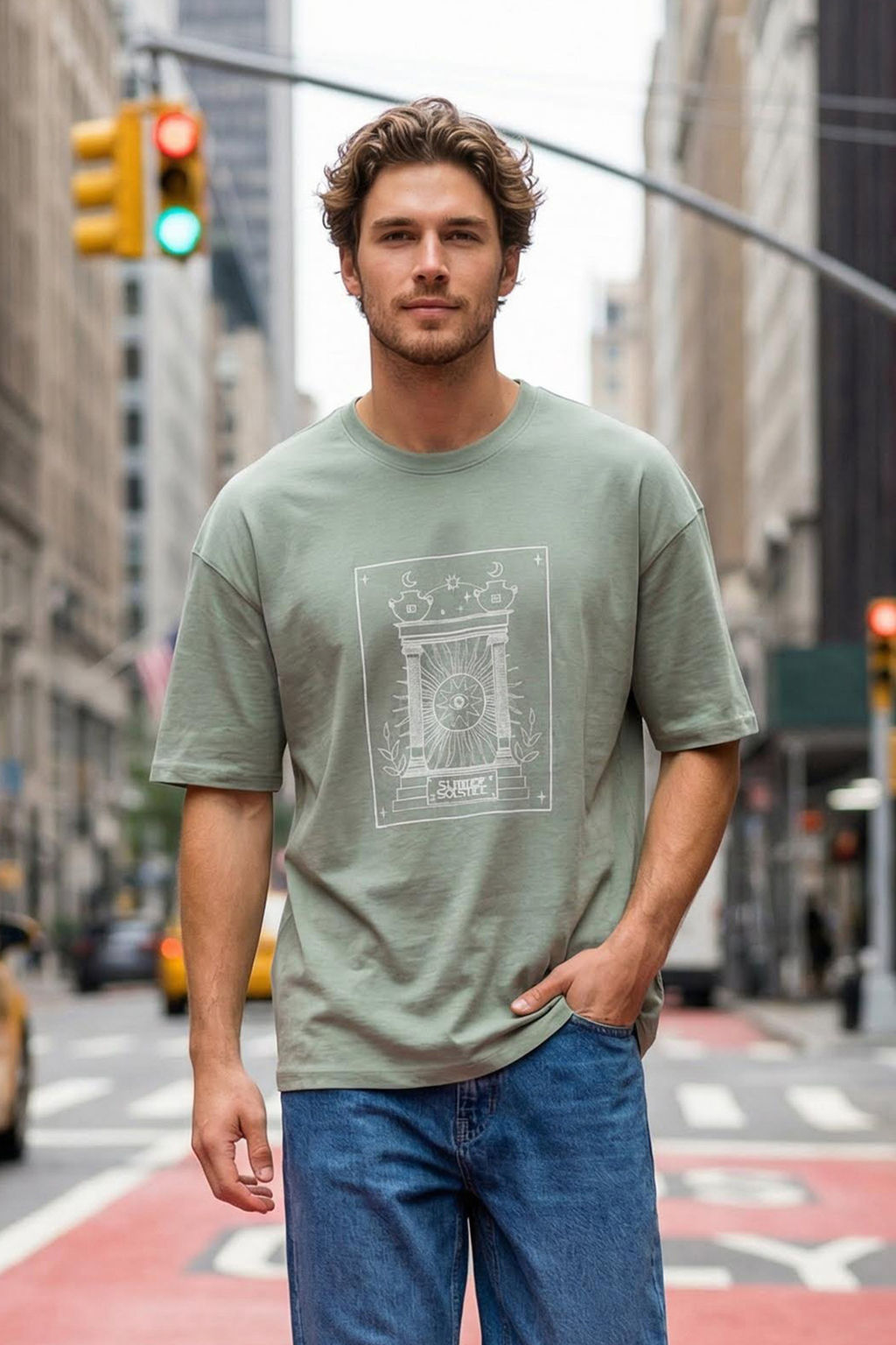 Mint Oversize/Genis Kesim Nak?sl? %100 Pamuklu Tok Kumas T-shirt TMNSS25TS00054