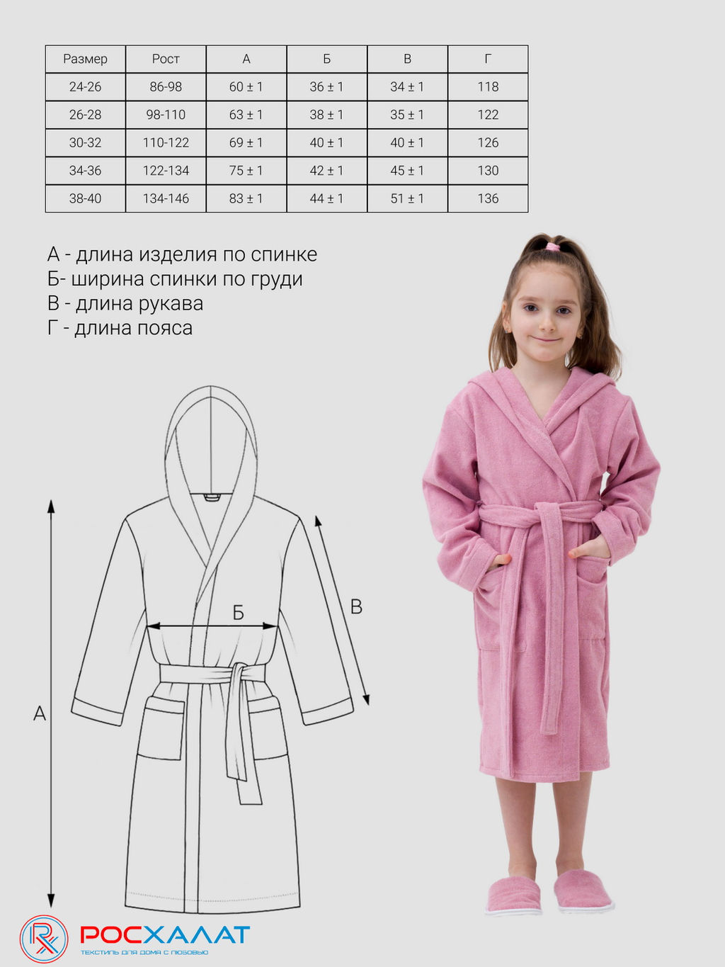 Детский махровый халат с капюшоном розовый МЗ-04 (7)