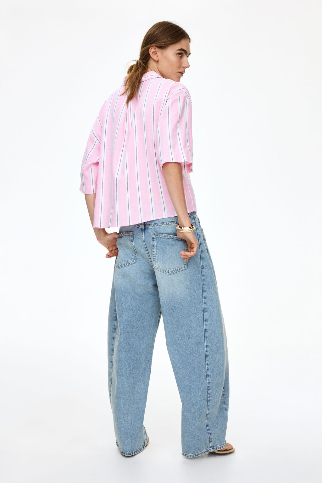 Camisa oversize en mezcla de lino - H&m фото 7