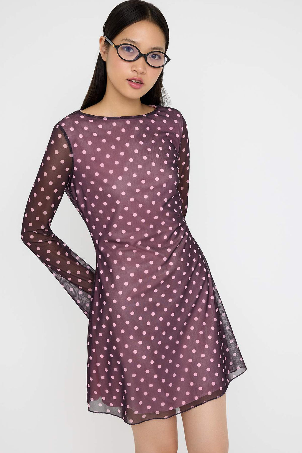 Teen Murdum Puantiye Bask?l? Tul Bodycon K?sa / Mini Astarl? Esnek Orme Elbise TWOAW26EL00138 - Trendyolmilla фото 2