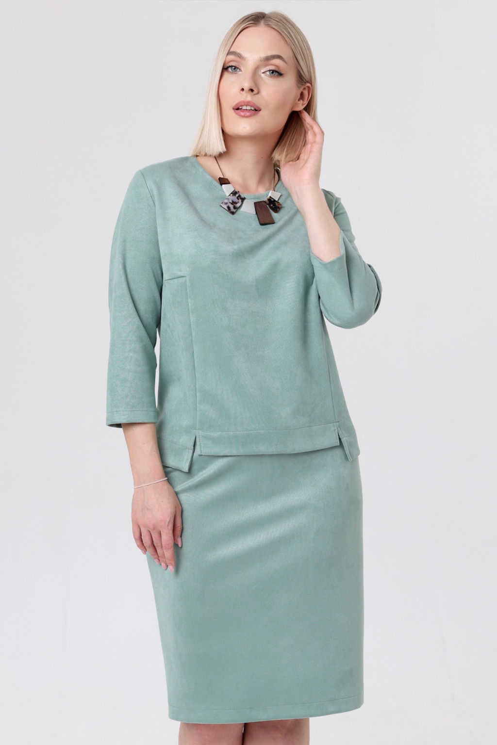 Блузка эко-замша 4224/02/Оливковый - Rise фото 2