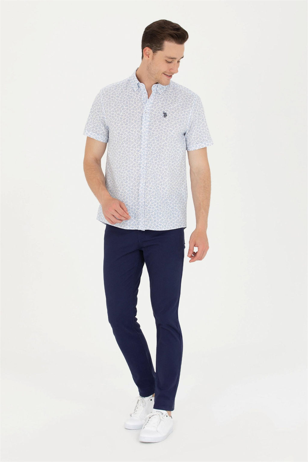 U. S. Polo Assn Мужская синяя рубашка с коротким рукавом - U.s. polo assn фото 11