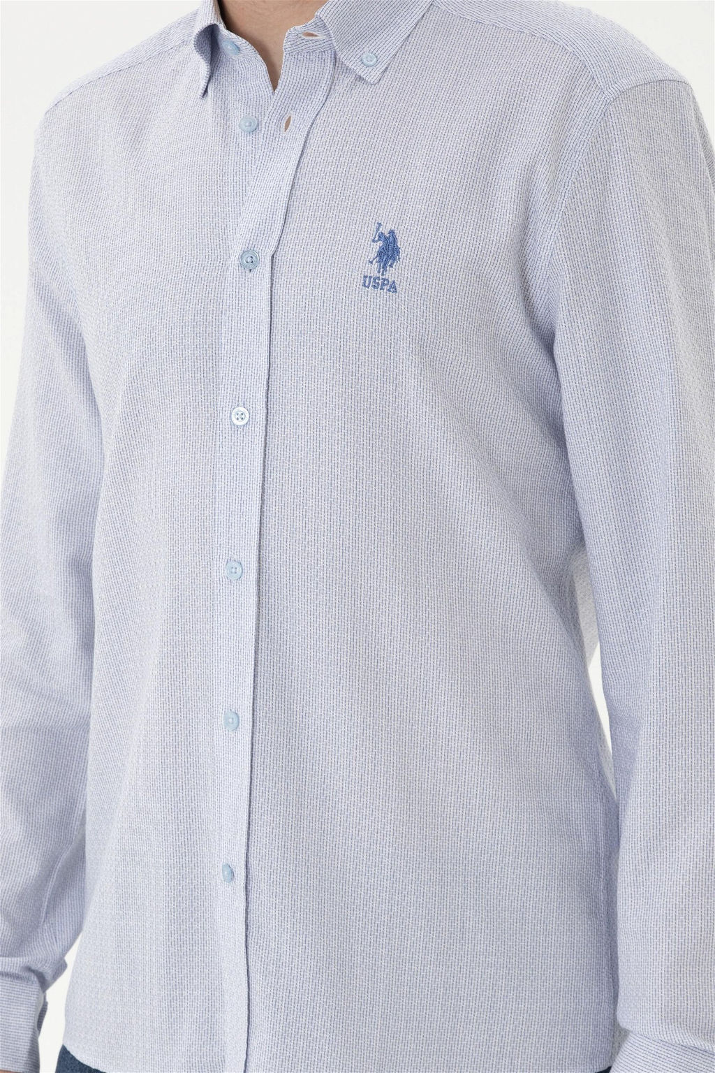 Мужская темно-синяя рубашка с длинным рукавом - U.s. polo assn фото 6