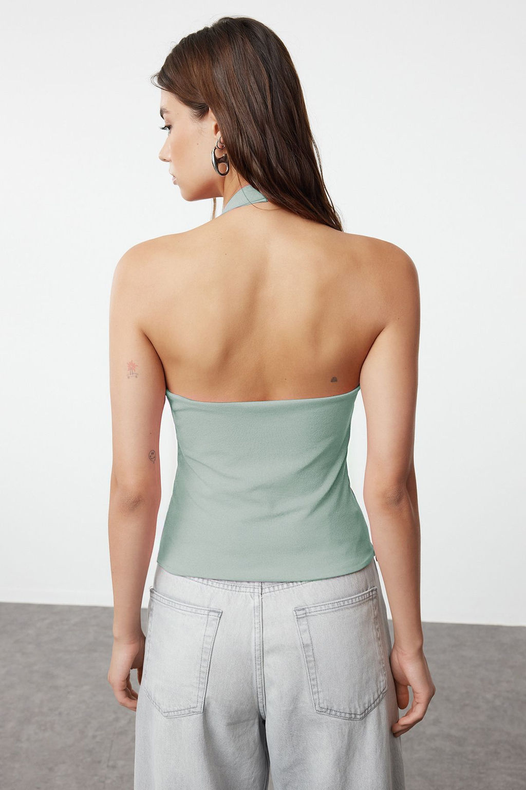 Trendyolmilla Siyah Fitted/Vucuda Oturan Esnek Orme Bluz TWOSS24BZ00492 фото 11