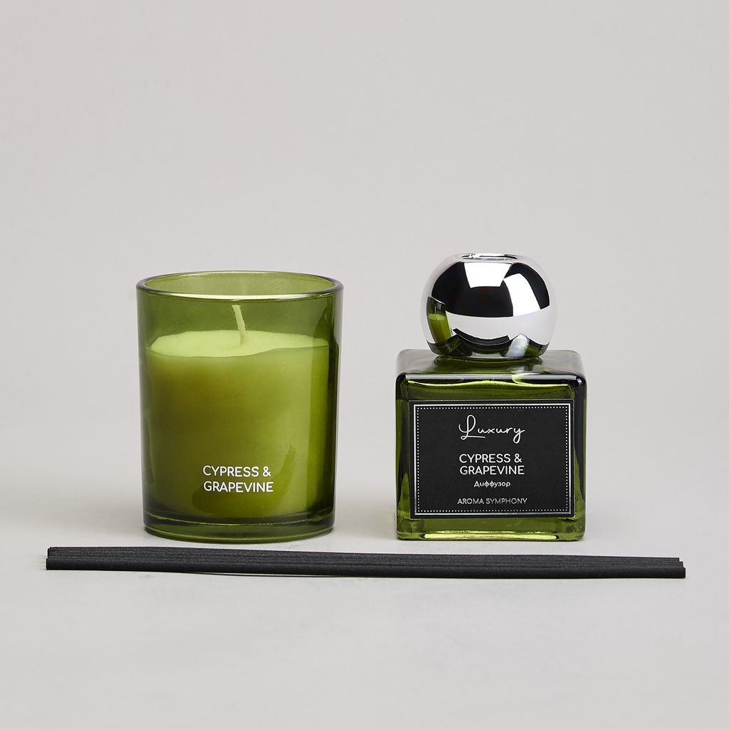 НАБОР АРОМАТИЧЕСКИЙ LUXURY СВЕЧА В СТАКАНЕ 6*7,5 СМ И ДИФФУЗОР 70 МЛ CYPRESS&GRAPEVINE - Lefard фото 3