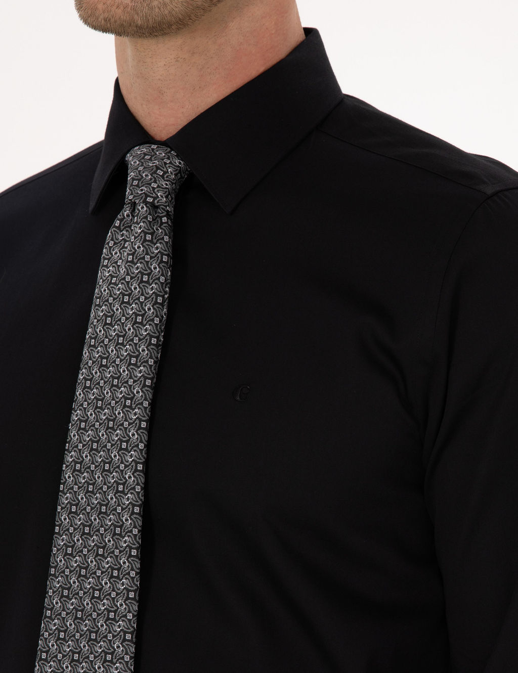 Siyah Slim Fit %100 Pamuk Klasik G_mlek