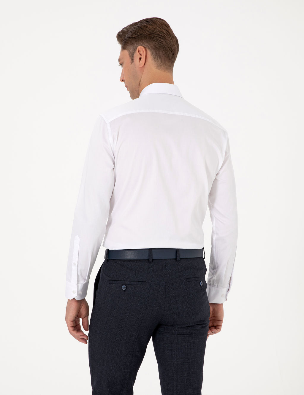 Beyaz %100 Pamuk Parlak Saten Regular Fit Uzun Kollu Basic G_mlek