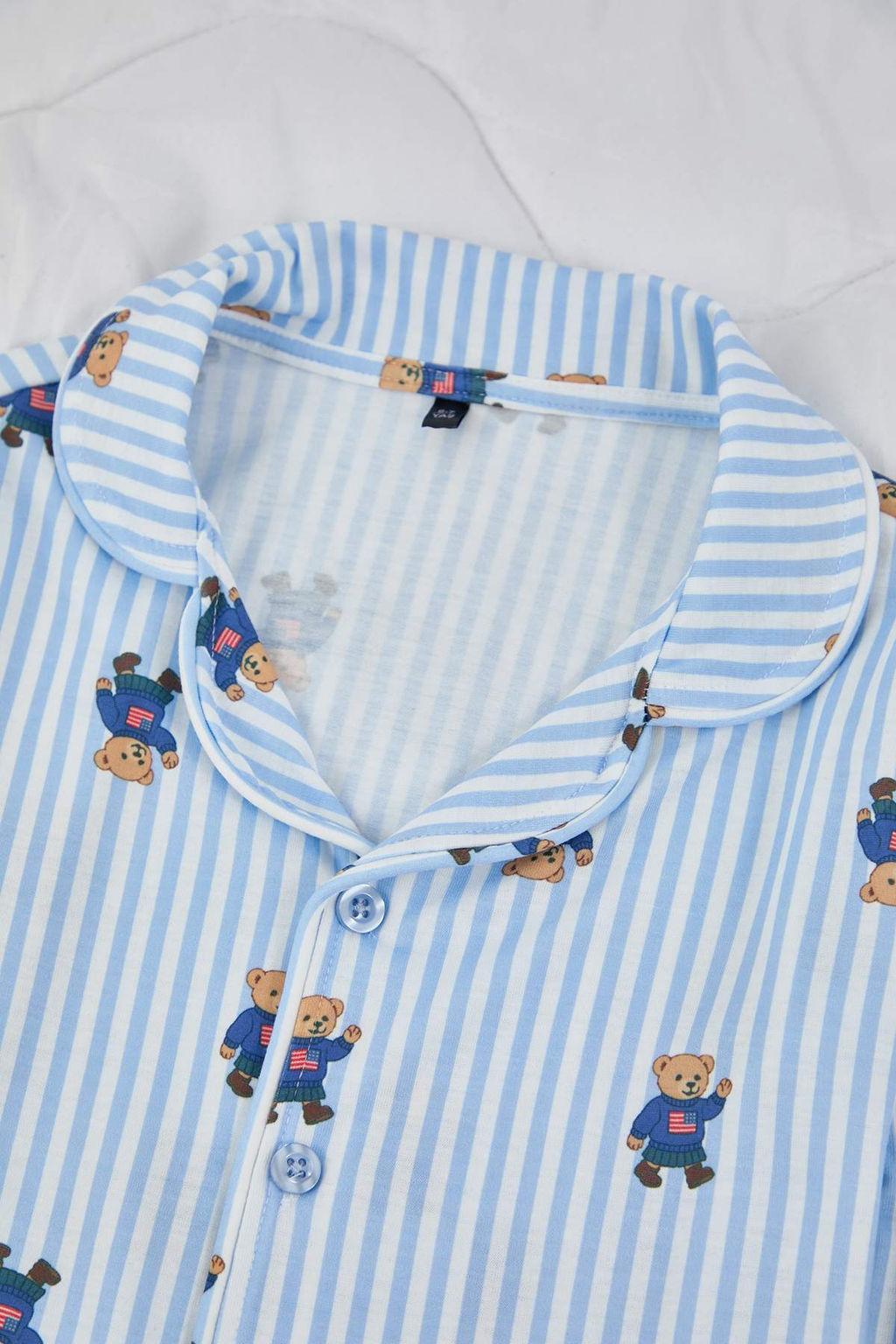 Mavi Yumusak Dokulu Unisex Cocuk Desenli Gomlek Yaka Regular Orme Pijama Tak?m? TKDAW26PT00017 - Trendyolmilla фото 4