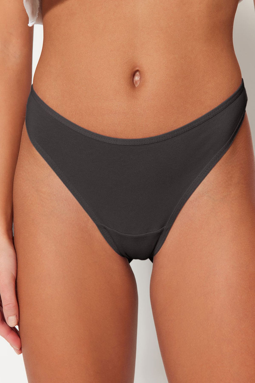 TRENDYOLMILLA Siyah-Beyaz-Ten 3lu Paket Pamuklu Tanga Orme Kulot THMSS21KU0135  фото 71