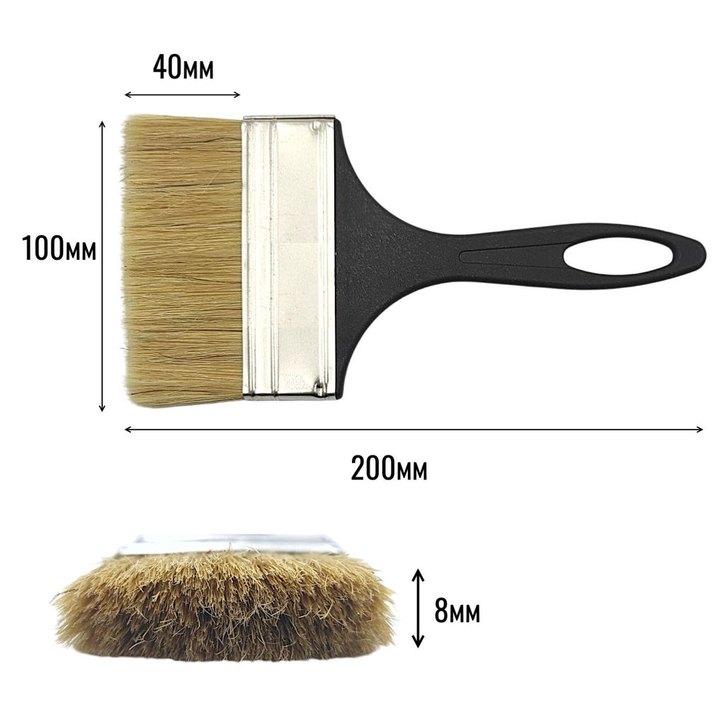 Кисть-флейц КФ-100х8мм "Евро" (нат.щетина, п/эт.ручка) "АКОР"