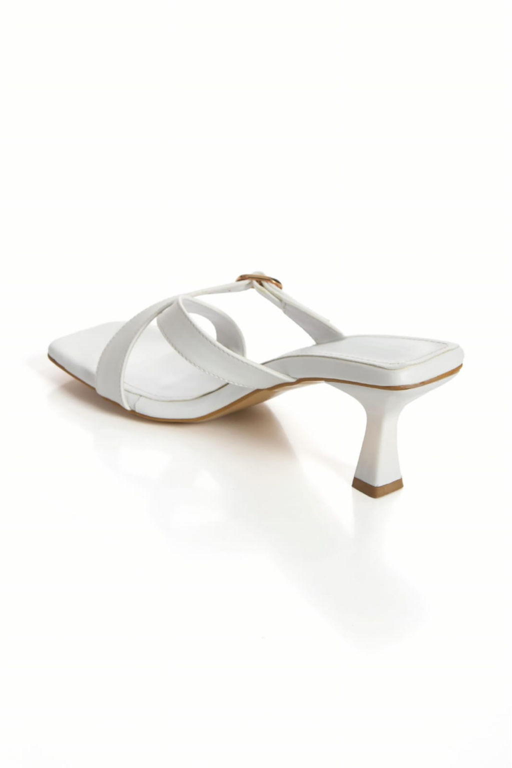 Beyaz Gold Tokal? Kare Burun Kad?n Topuklu Terlik TAKSS25TO00035