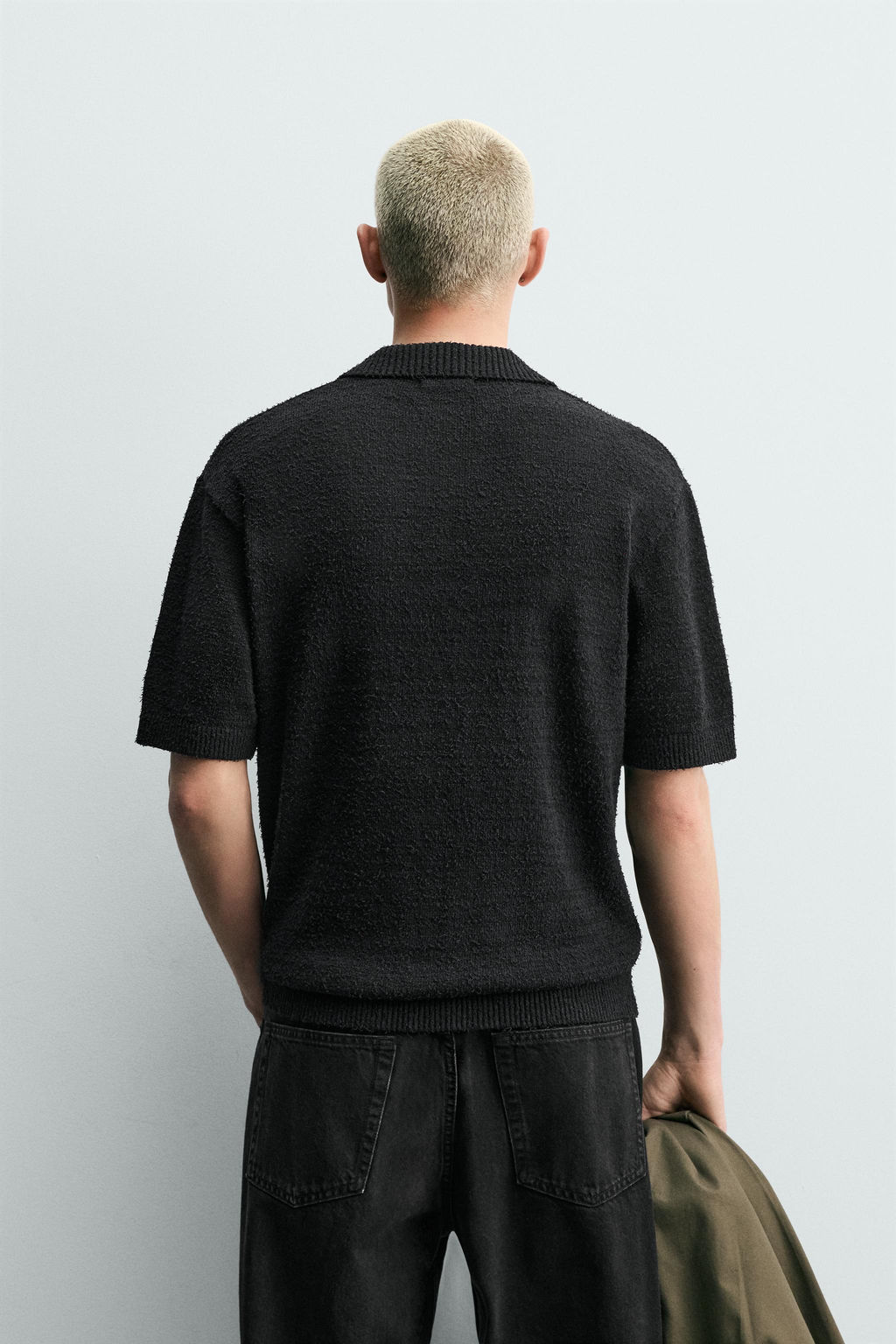 POLO PUNTO RELAXED FIT TEXTURA / Negro - Zara фото 3