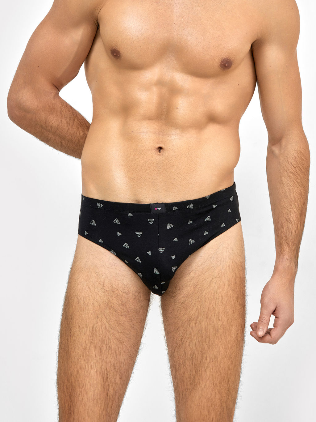 Цена за 2 штуки! Хлопковые мужские трусы-плавки в расцветке треугольники на черном