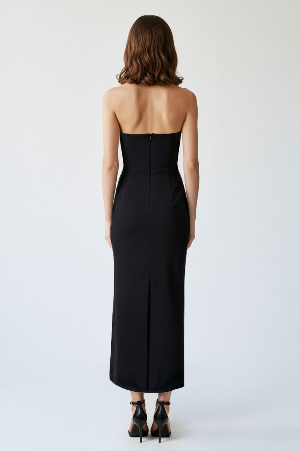 TRENDYOLMILLA Siyah Vucuda Oturan Parlak Tasl? Dokuma Elbise TPRSS25EL00019  фото 2