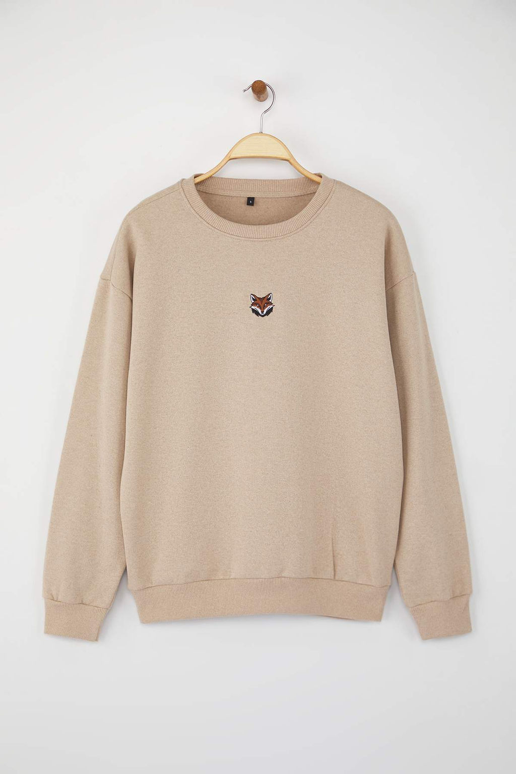 Tas Oversize/Genis Kesim Bisiklet Yaka Uzun Kol Hayvan Nak?sl? Sweatshirt TMNAW24SW00169