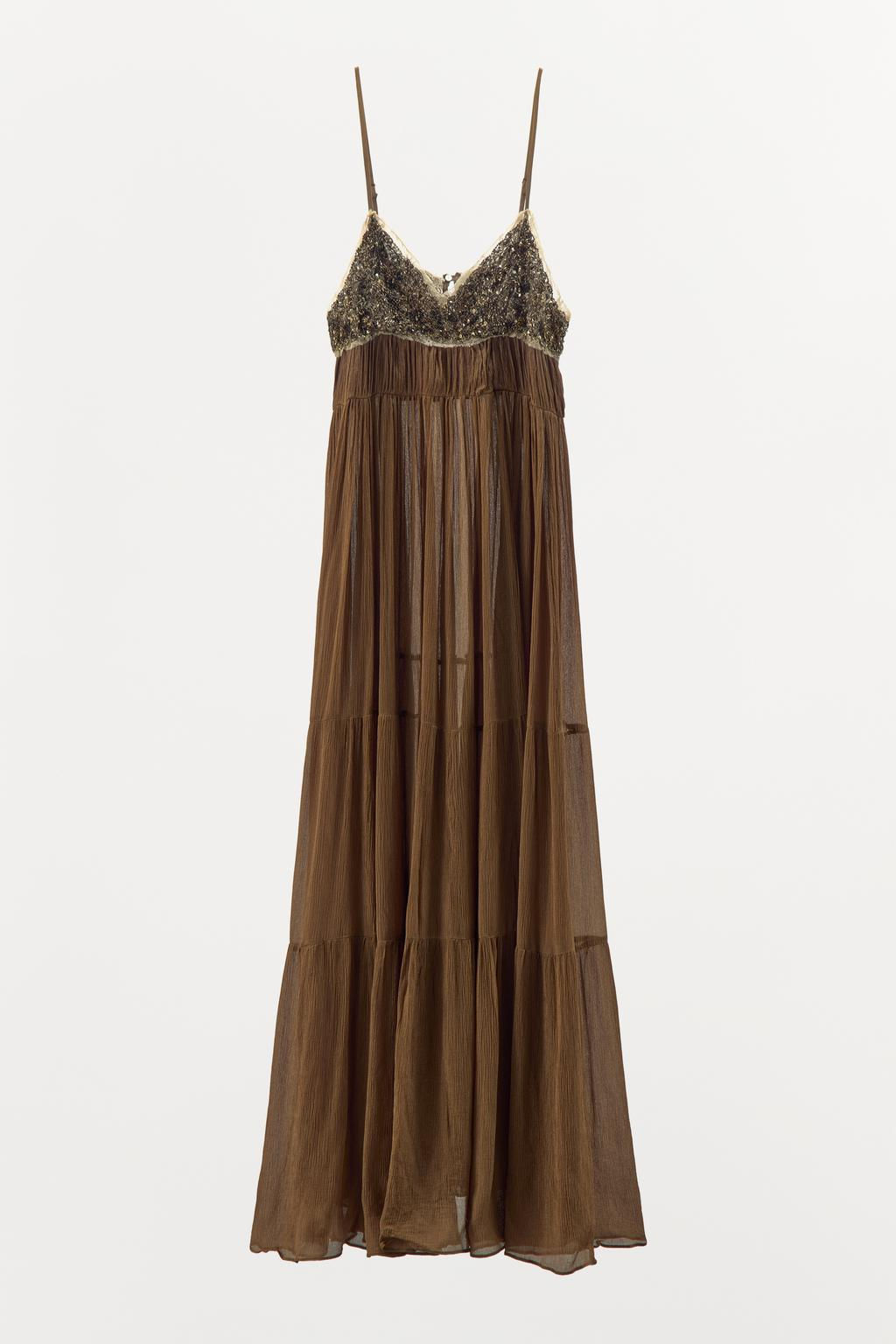 BEADED LACE PLISSE DRESS - Zara фото 5