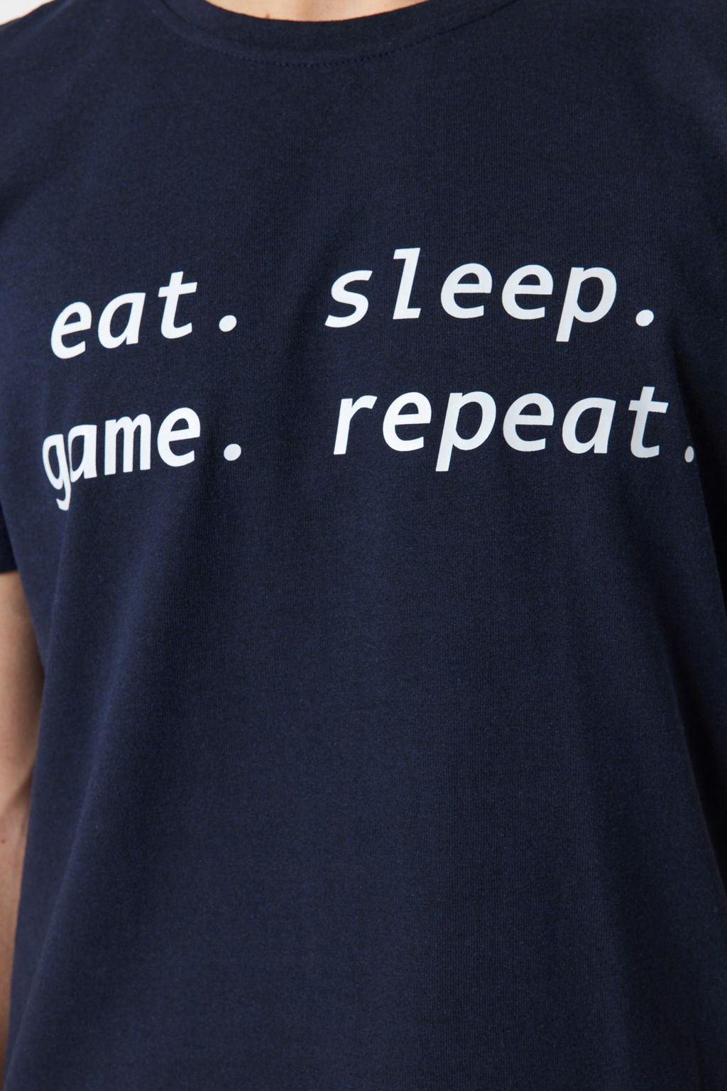 Lacivert %100 Pamuk Regular Fit Orme Yazl?k Sortlu Pijama Tak?m? THMSS21PT0965