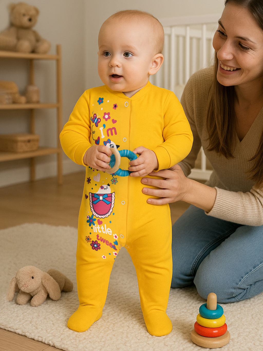 Комбинезон ясельный желтый птички