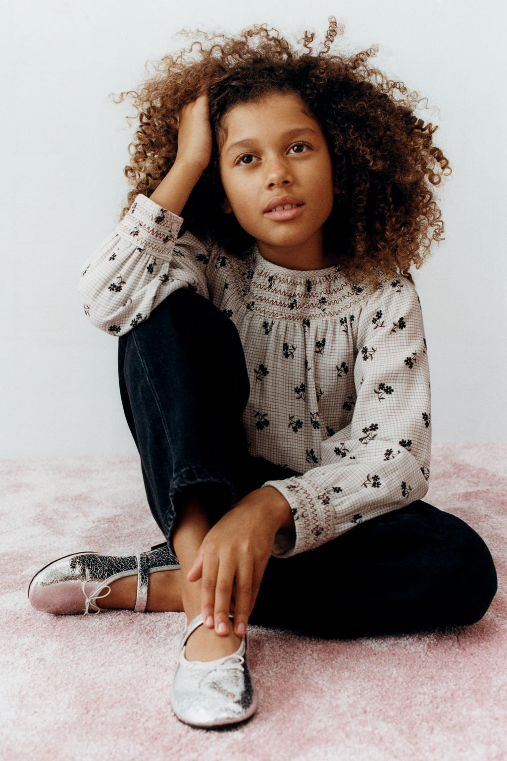 CHECK AND FLORAL BLOUSE - Zara фото 5